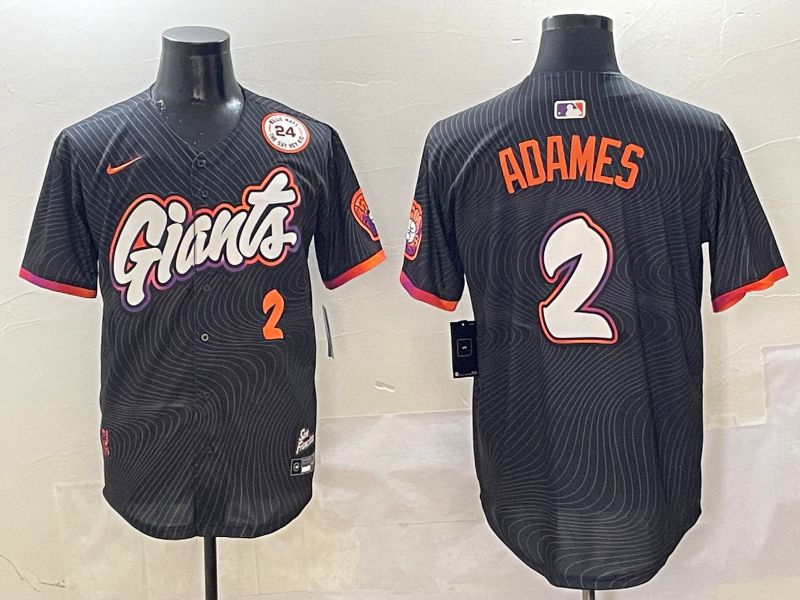 Men San Francisco Giants #2 Adames Black Second generation Joint Name Nike 2025 MLB Jersey style 22